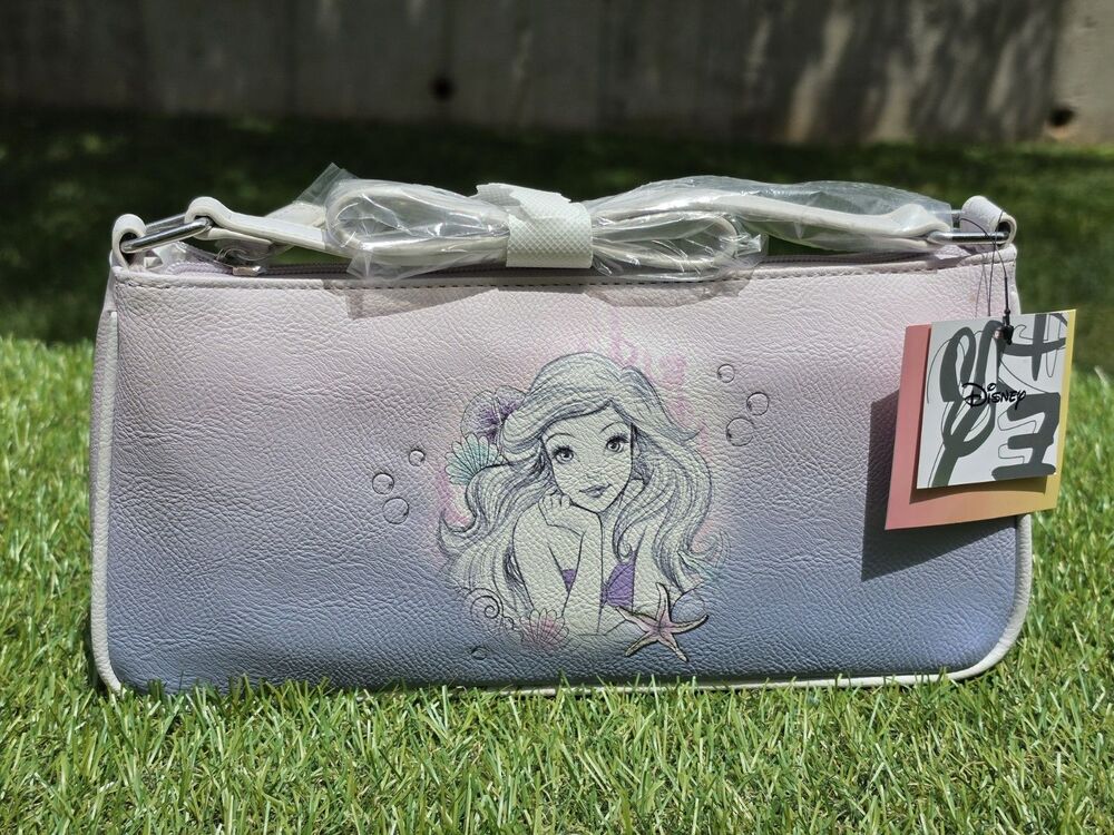 Danielle Nicole Disney Ariel Little Mermaid Baguette Bag Watercolor 11.5x5"  NWT